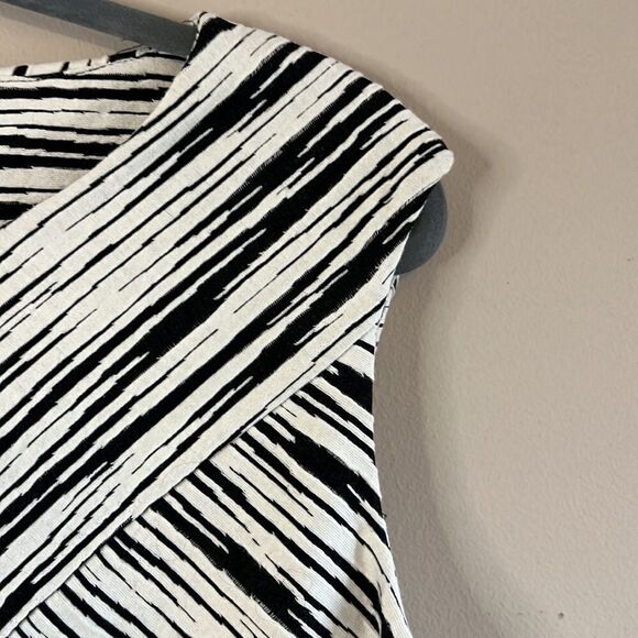 Calvin Klein Black & White Criss Cross Stripes Dress - Size 12 - Picture 7 of 11